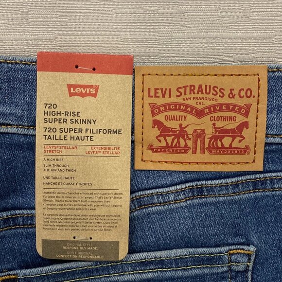Levi's 720 Jeans Womens 31 x 28 High Rise Super Skinny Medium Wash Stretch Denim - Picture 4 of 12